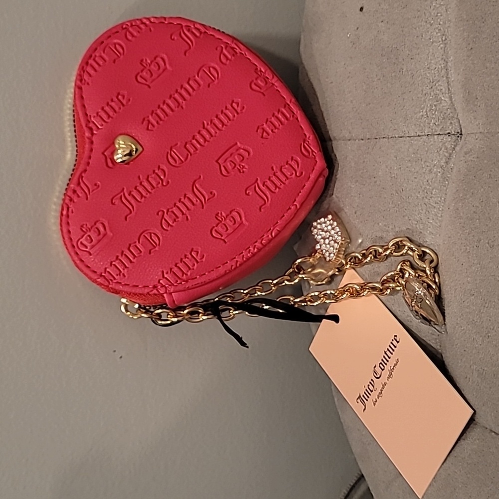 Juicy Couture PINK FLASH Not Your Babe Heart Zip Around NWT